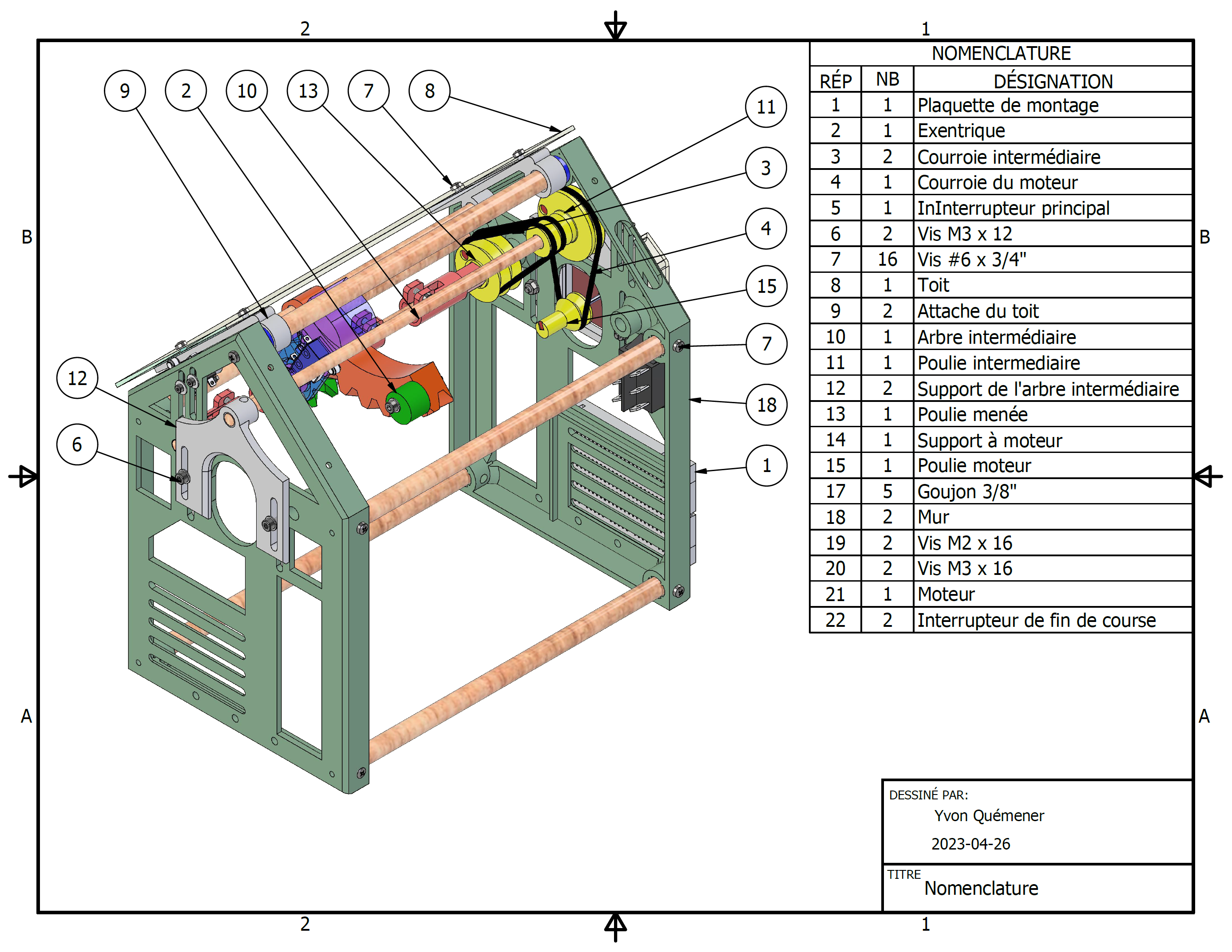 Serre automatisée et nomenclature 1 à 22