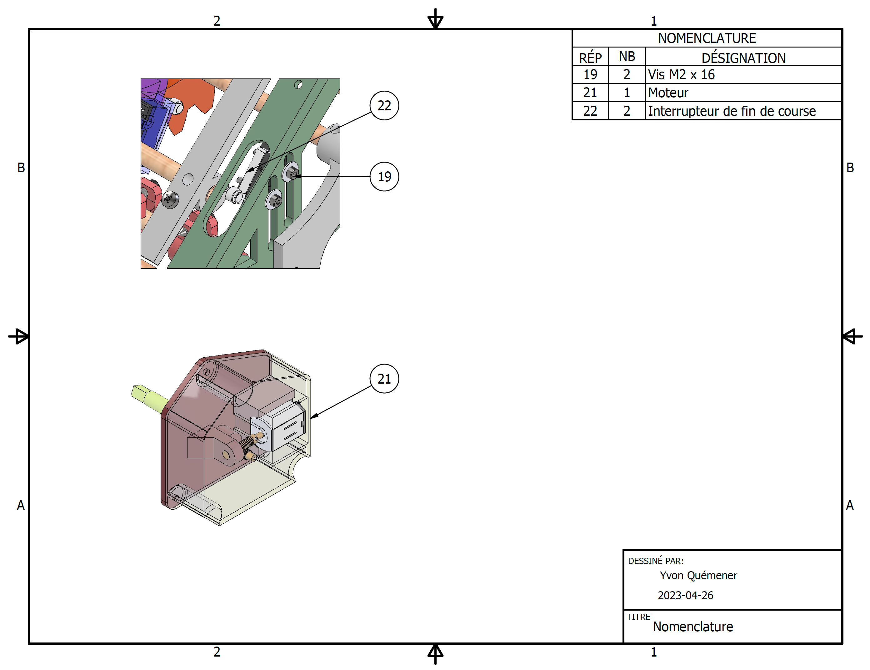 Serre automatisée et nomenclature  19 à 22 - interrupteur et moteur